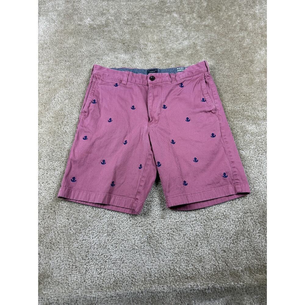 J Crew Flex Chino Shorts Men's 31 Inseam 8.5 Stretch Cotton Pink Anchor B322